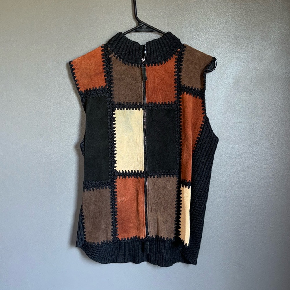 Brown And Black Patchwork Vest - image 1